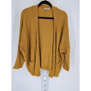Warm & Cozy Lifestyle by Poof Womens Gold Long Sleeve Open Front Cardigan Size L